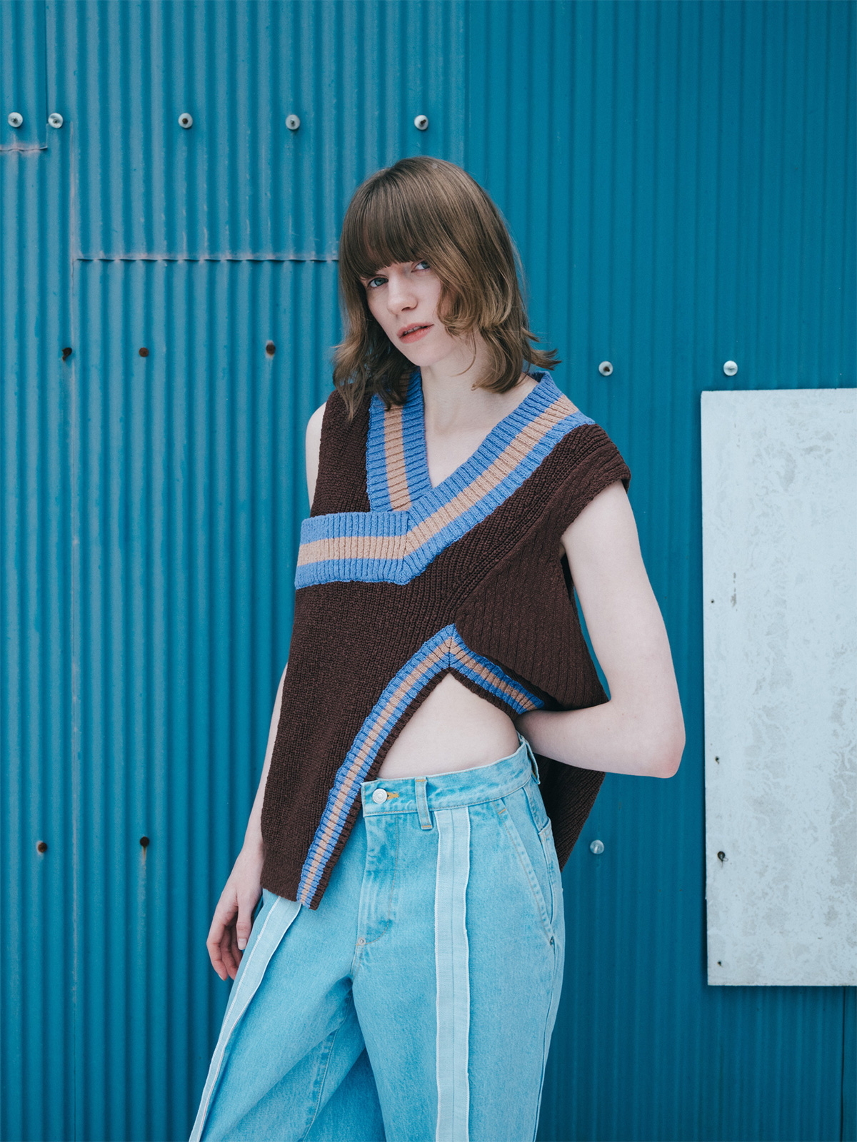 crossing knit vest 詳細画像 brown 1