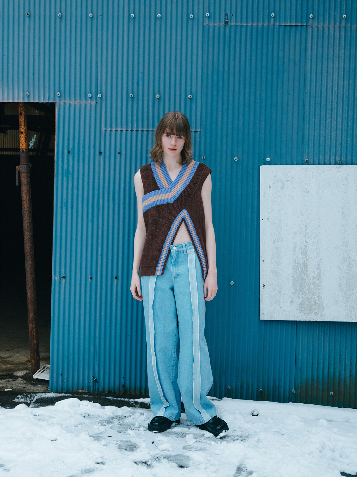 crossing knit vest 詳細画像 brown 2