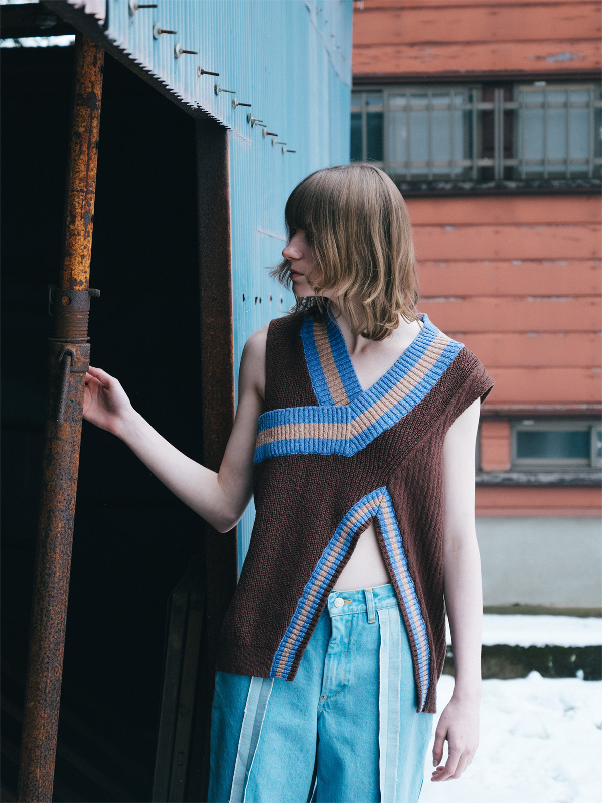 crossing knit vest 詳細画像 brown 3