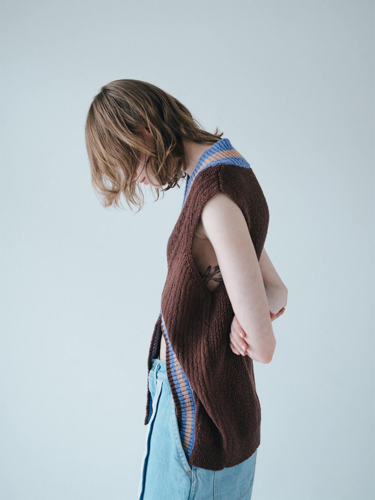 crossing knit vest 詳細画像 brown 5