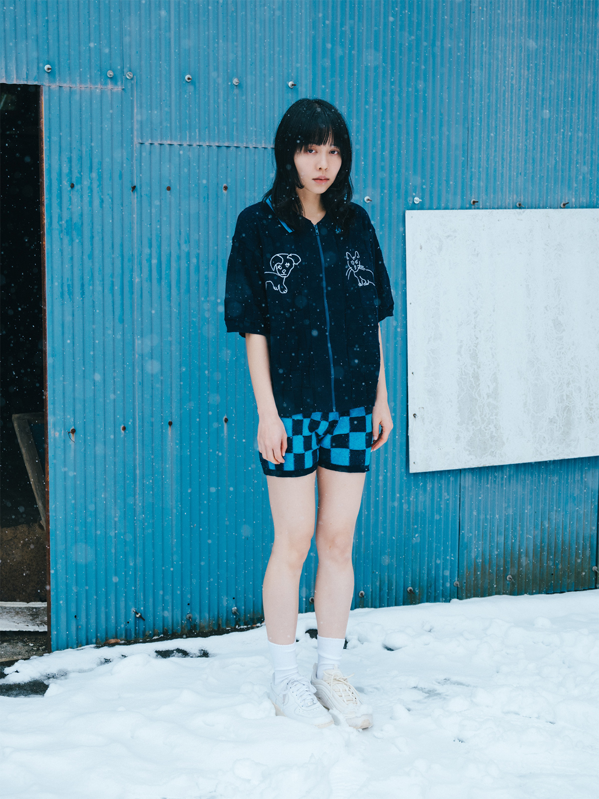 dog and cat bawling zip knit 詳細画像 navy 4