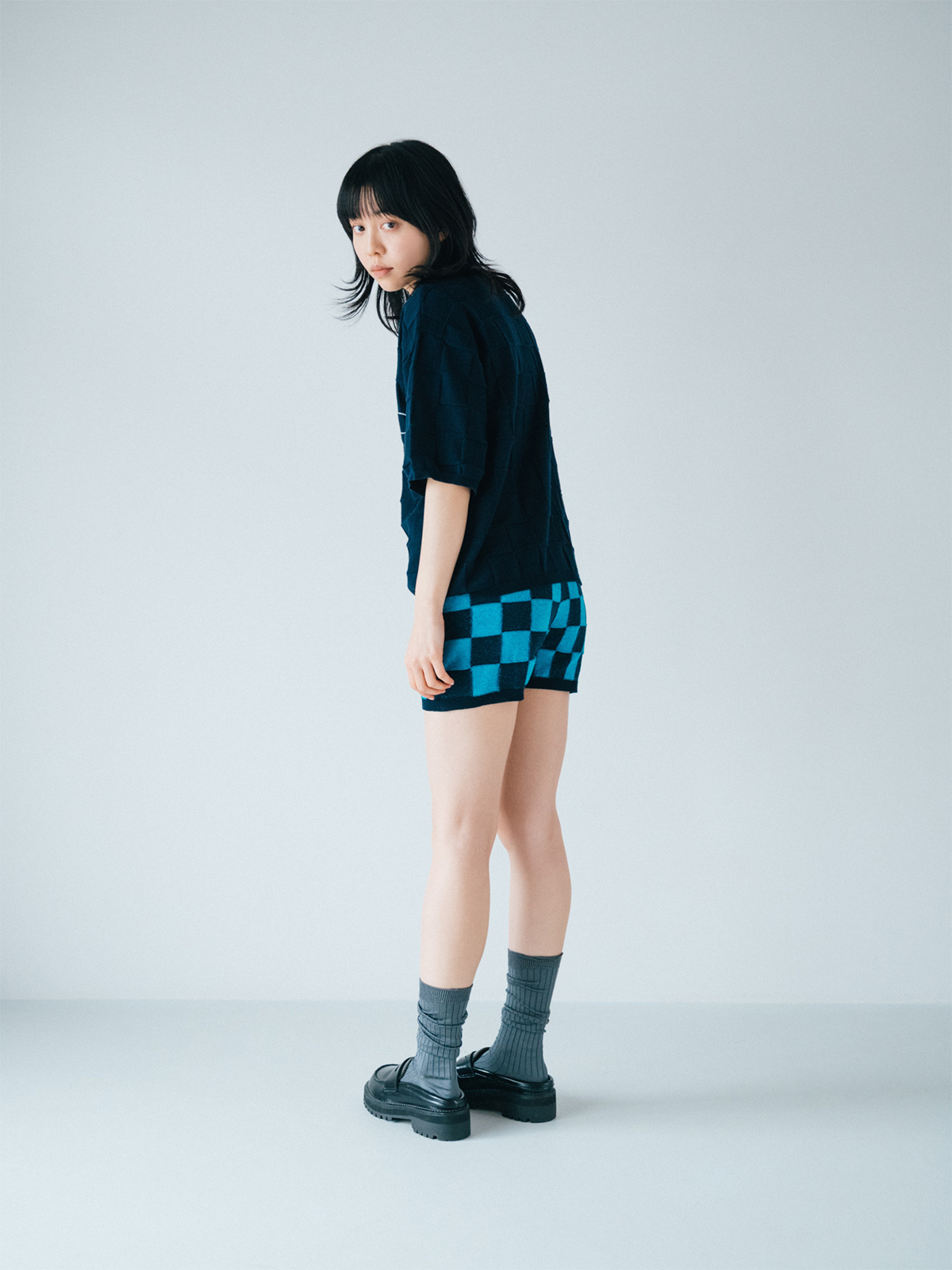 wrapping knit shorts 詳細画像 navy 1