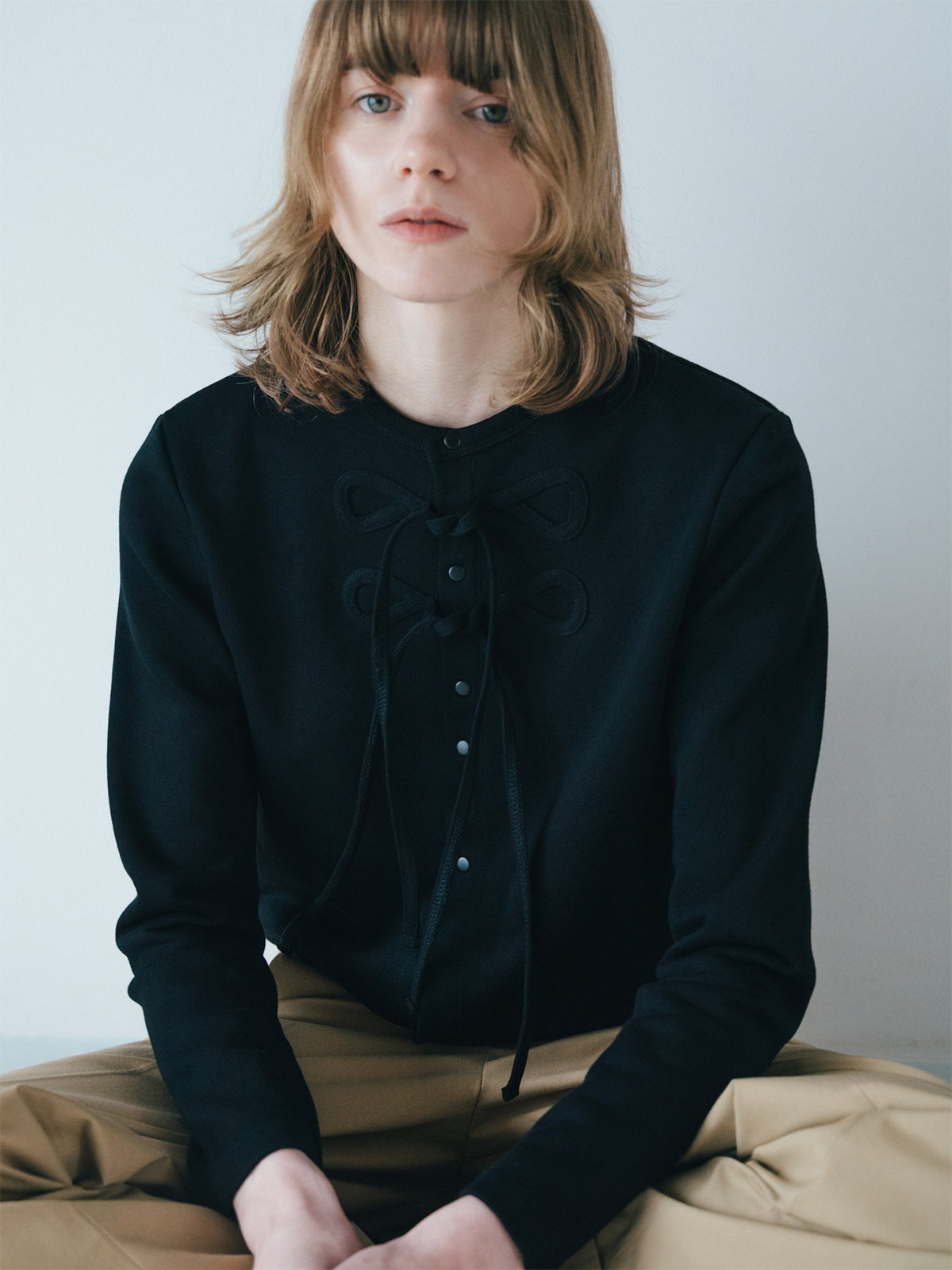 ribbon cardigan 詳細画像 black 2