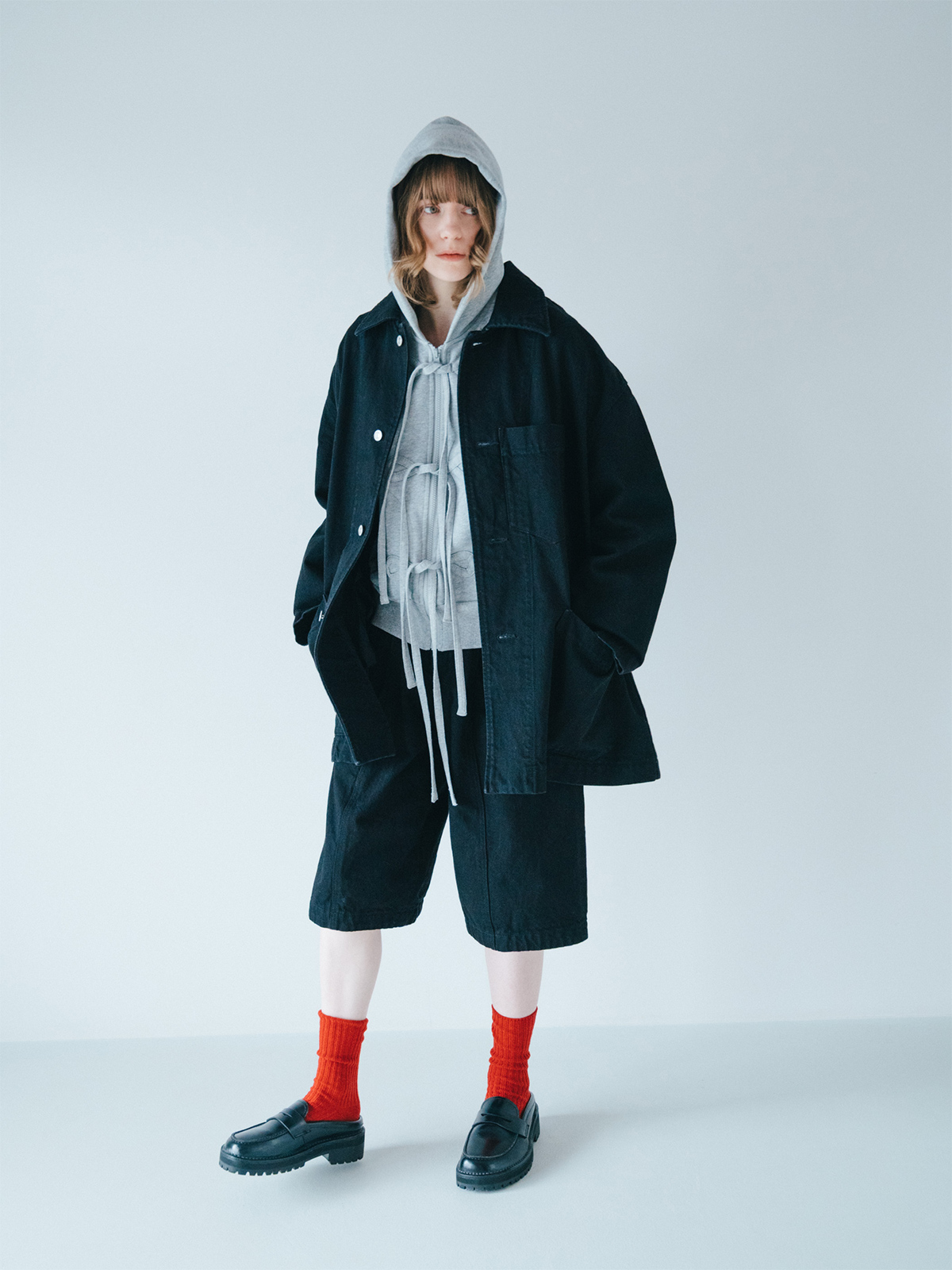 ribbon zip hoodie 詳細画像 gray 2