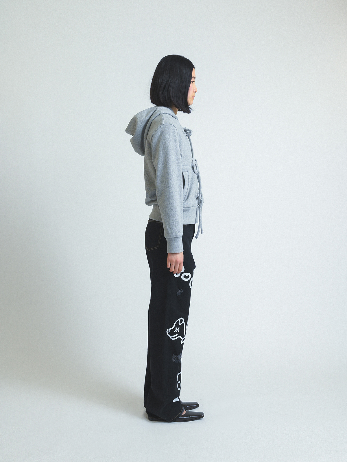 ribbon zip hoodie 詳細画像 gray 8