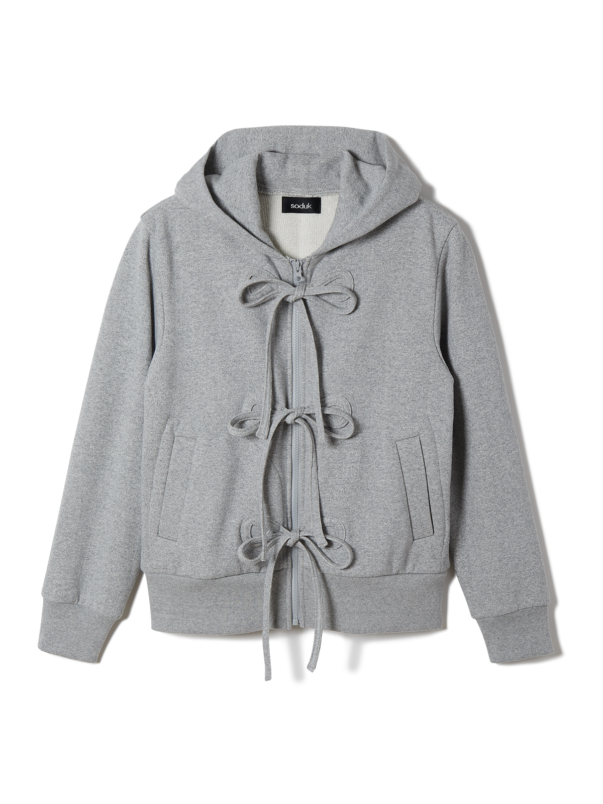 ribbon zip hoodie 詳細画像 gray 1