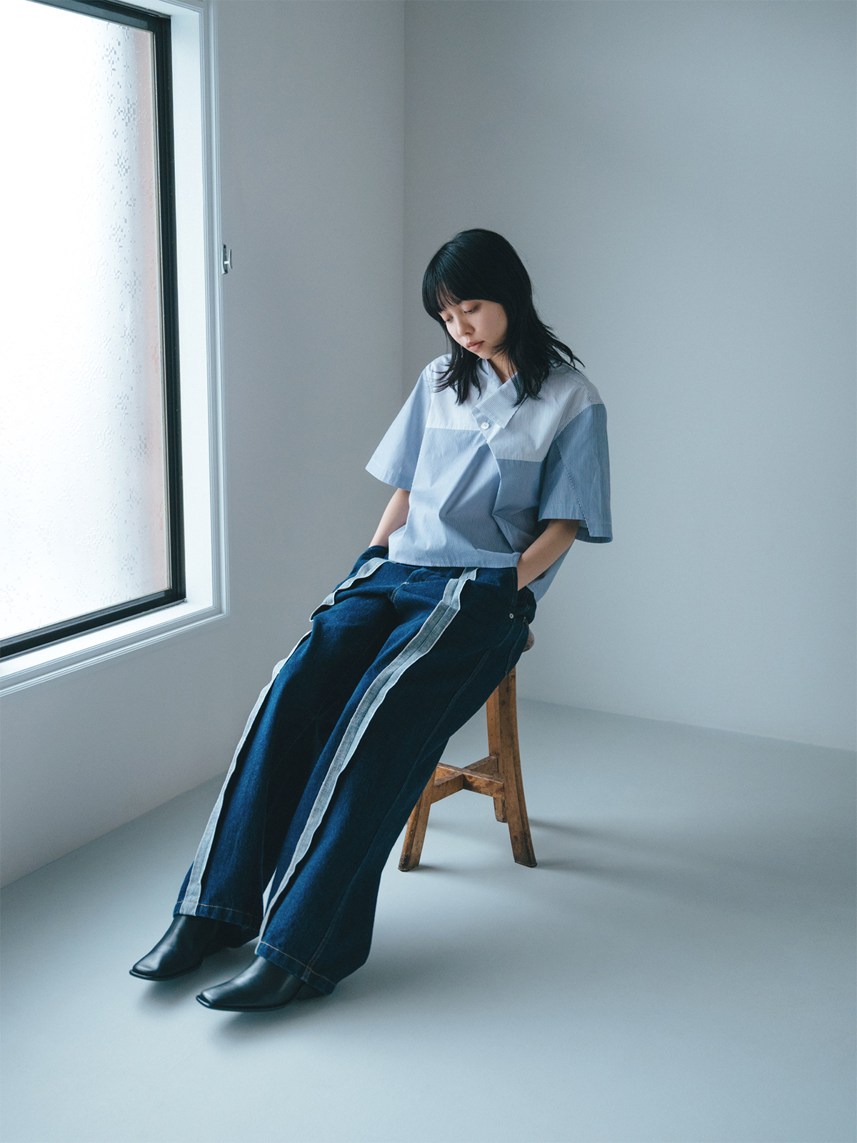 center seam denim trousers 詳細画像 indigo 2