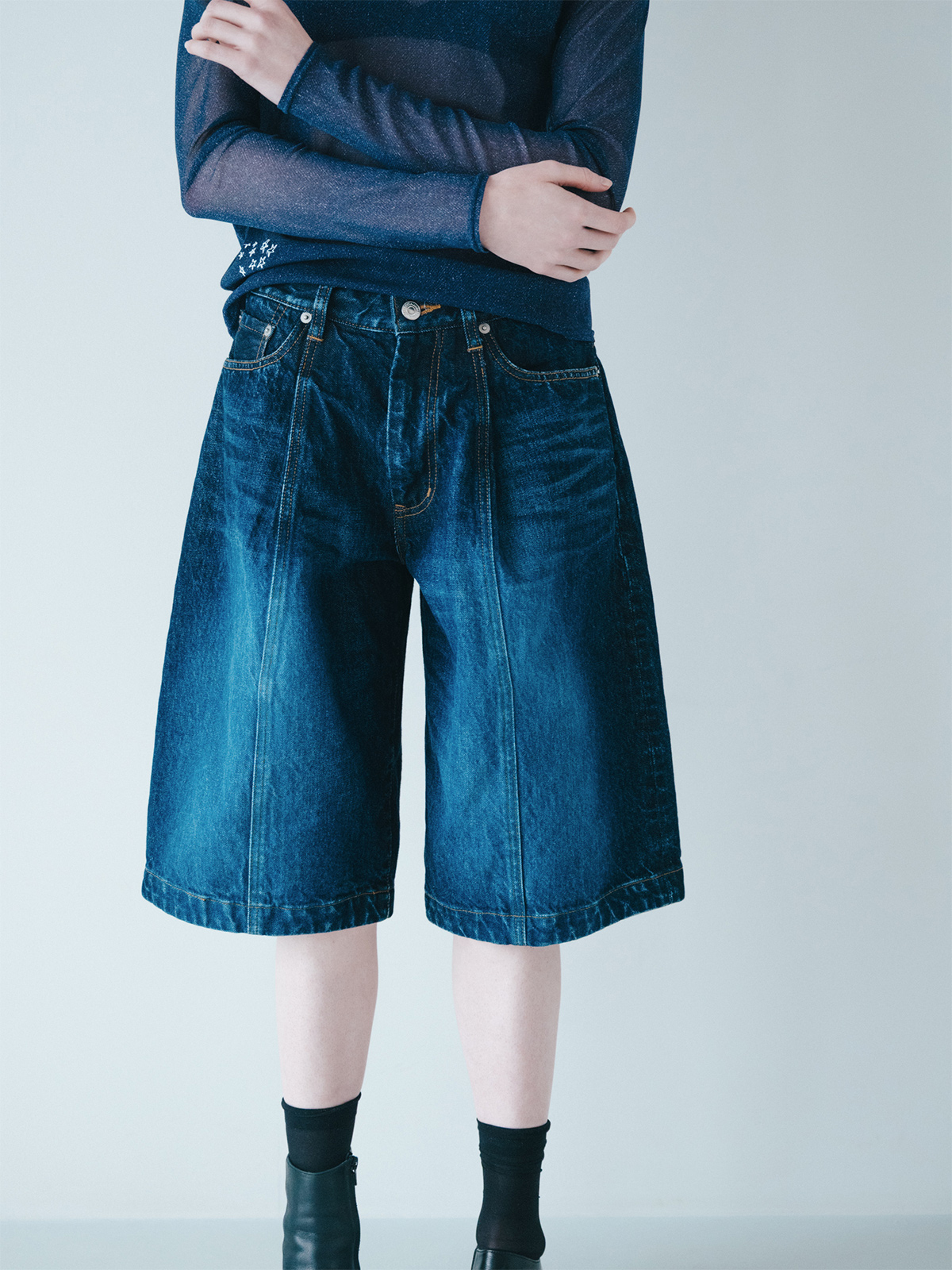 vintage denim short trousers 詳細画像 indigo 1