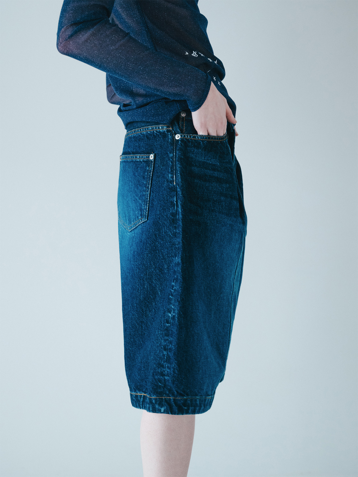 vintage denim short trousers 詳細画像 indigo 2