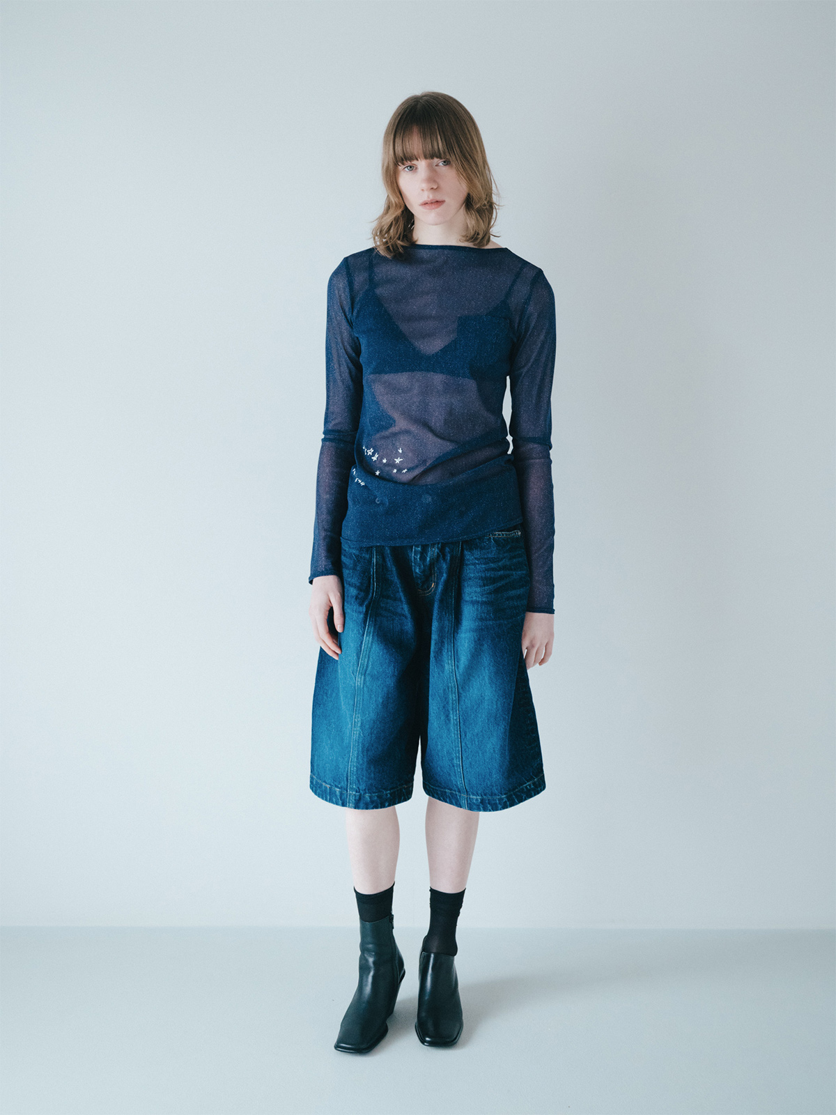 vintage denim short trousers 詳細画像 indigo 3