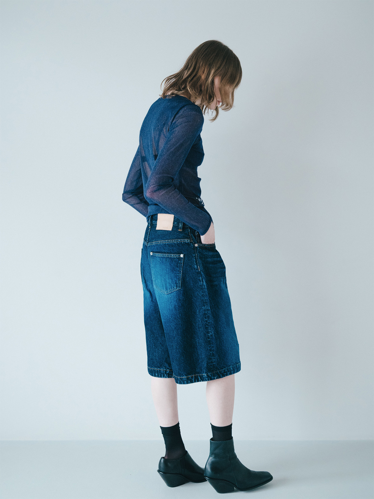 vintage denim short trousers 詳細画像 indigo 4