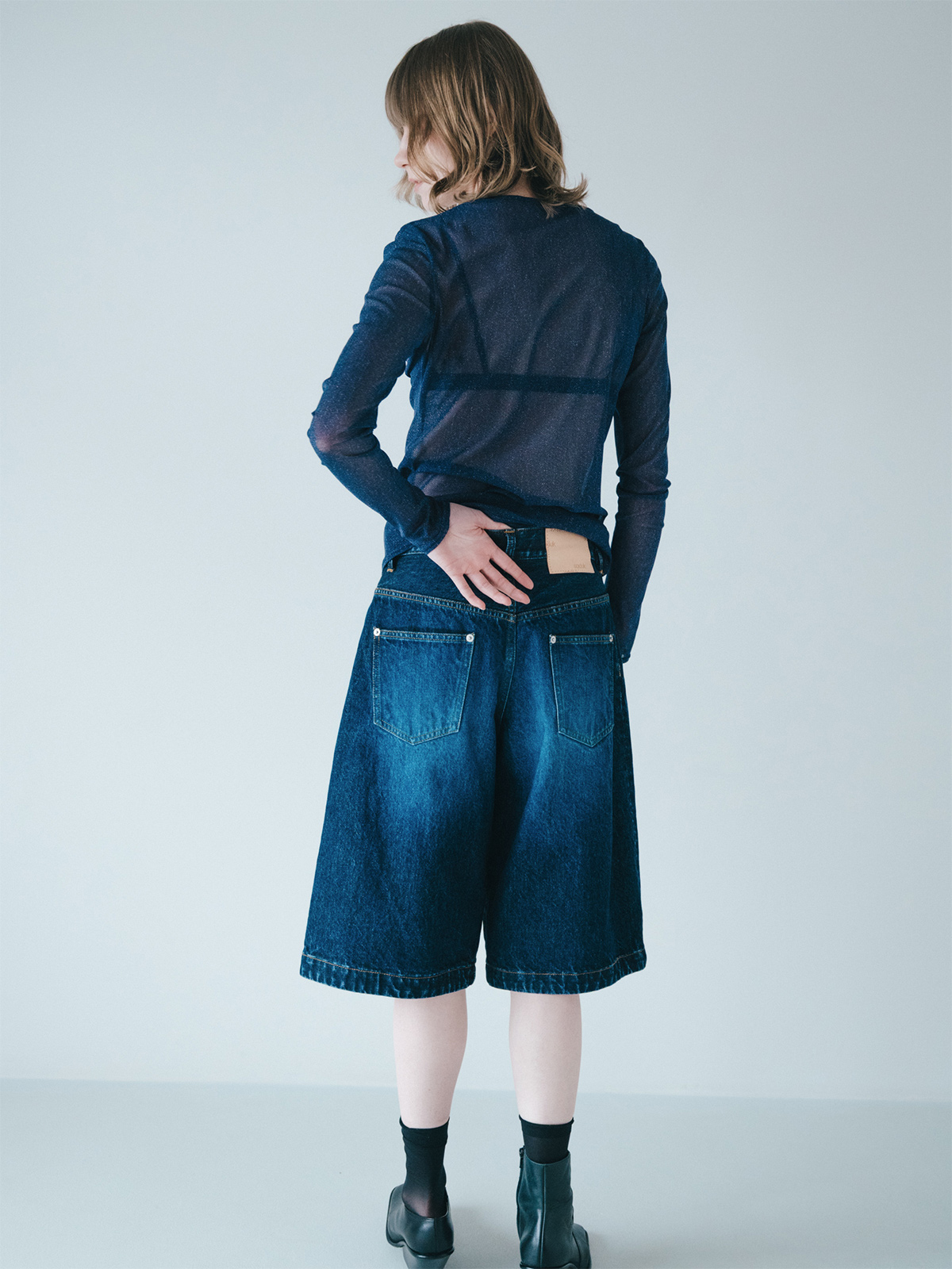 vintage denim short trousers 詳細画像 indigo 5