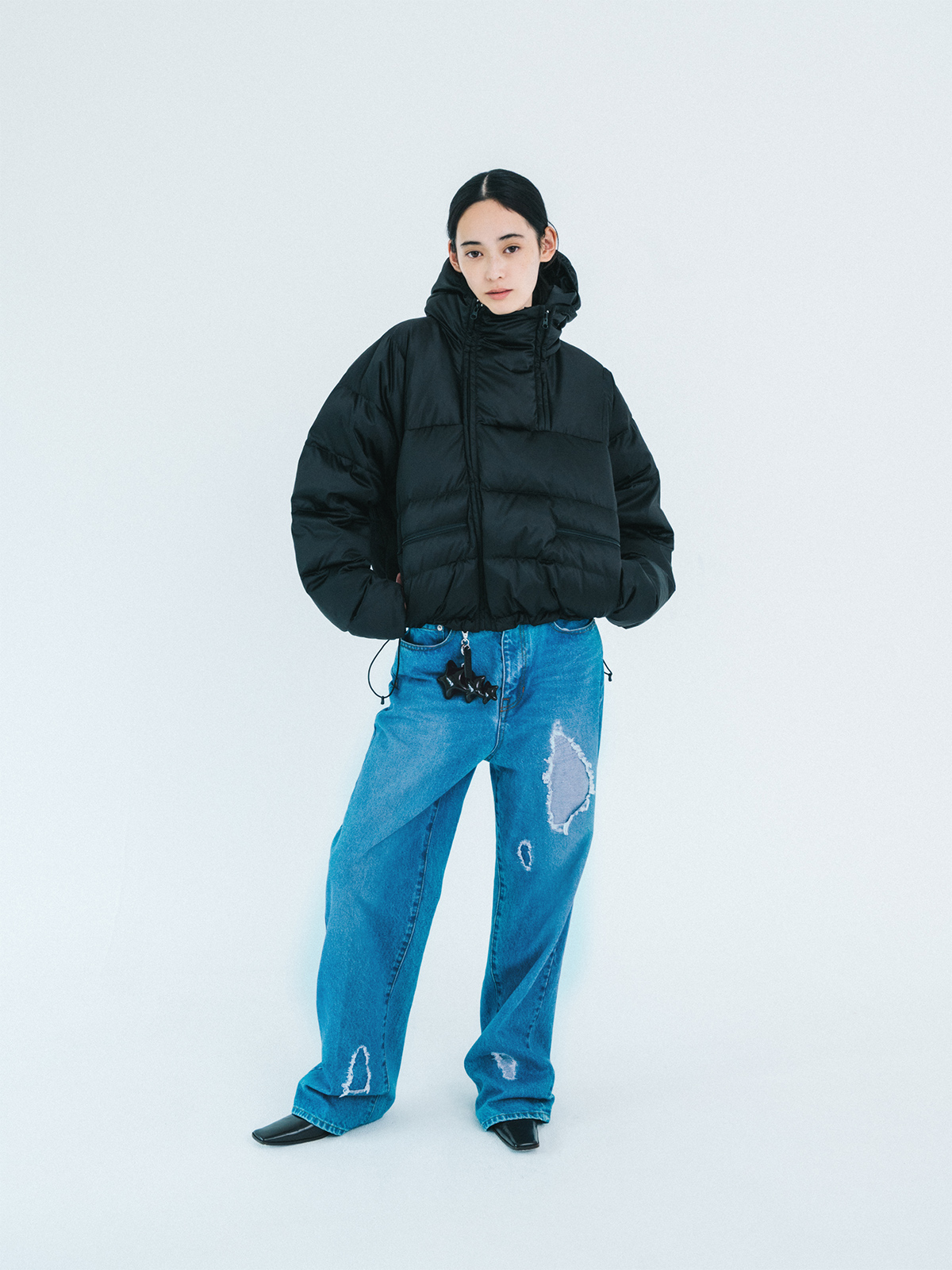 double zip down jacket 詳細画像 black 2