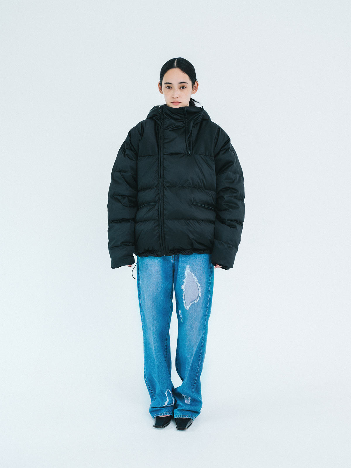 double zip down jacket 詳細画像 black 3
