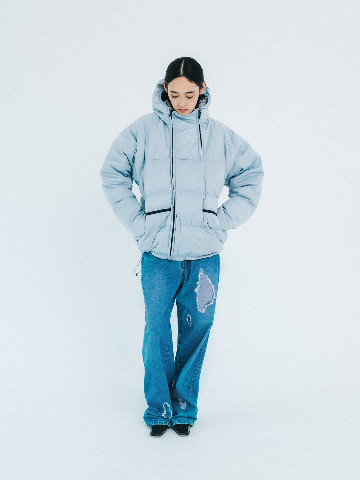 double zip down jacket 詳細画像 blue 3