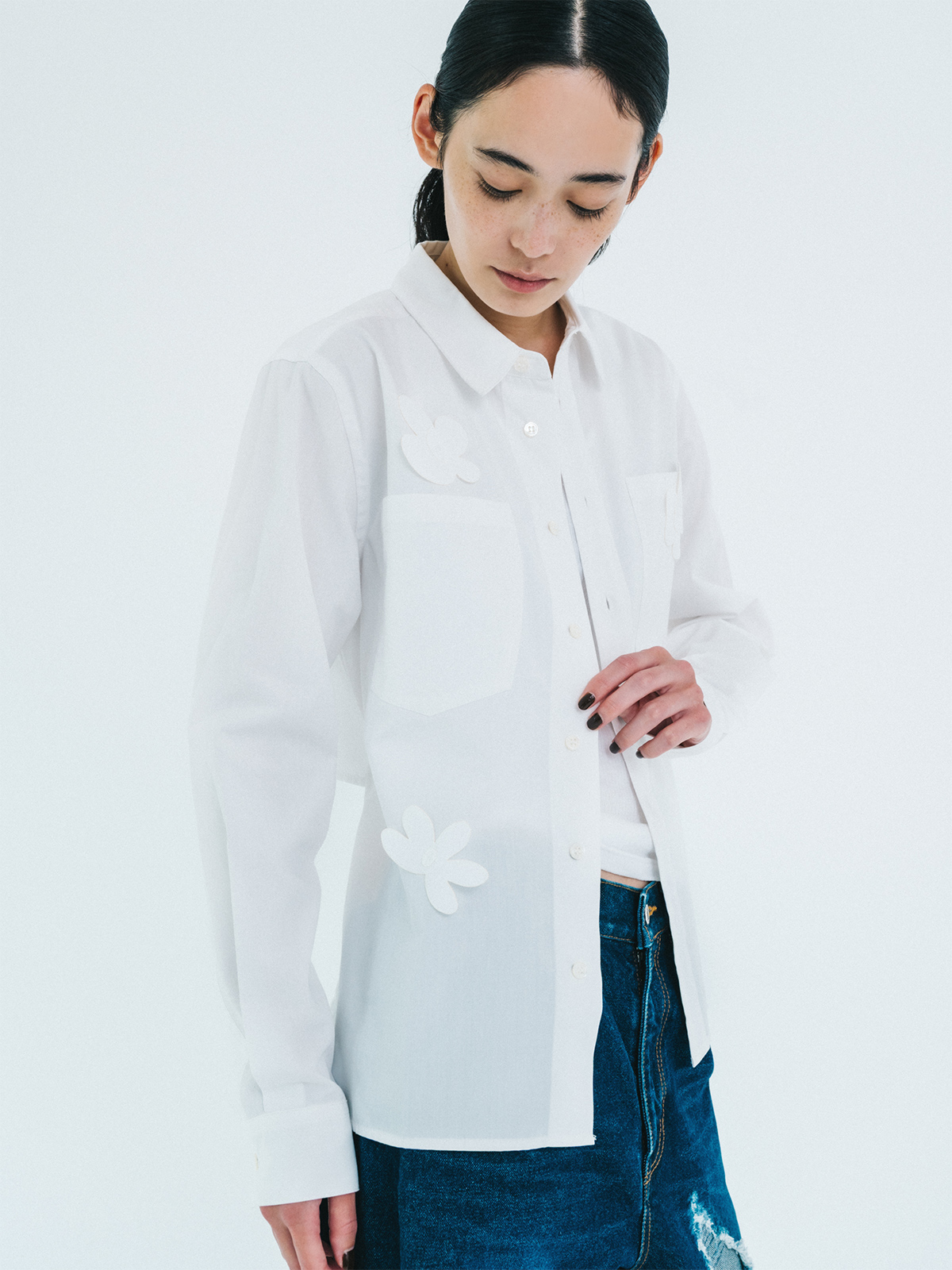 (Flower)back tie shirt