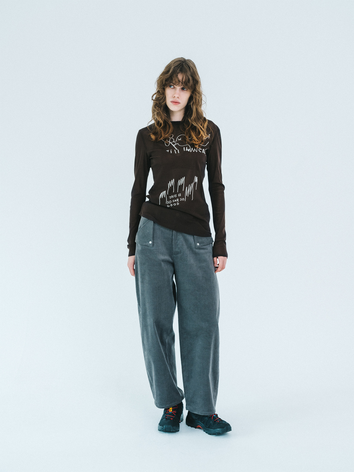 little bird mesh t-shirt 詳細画像 brown 2