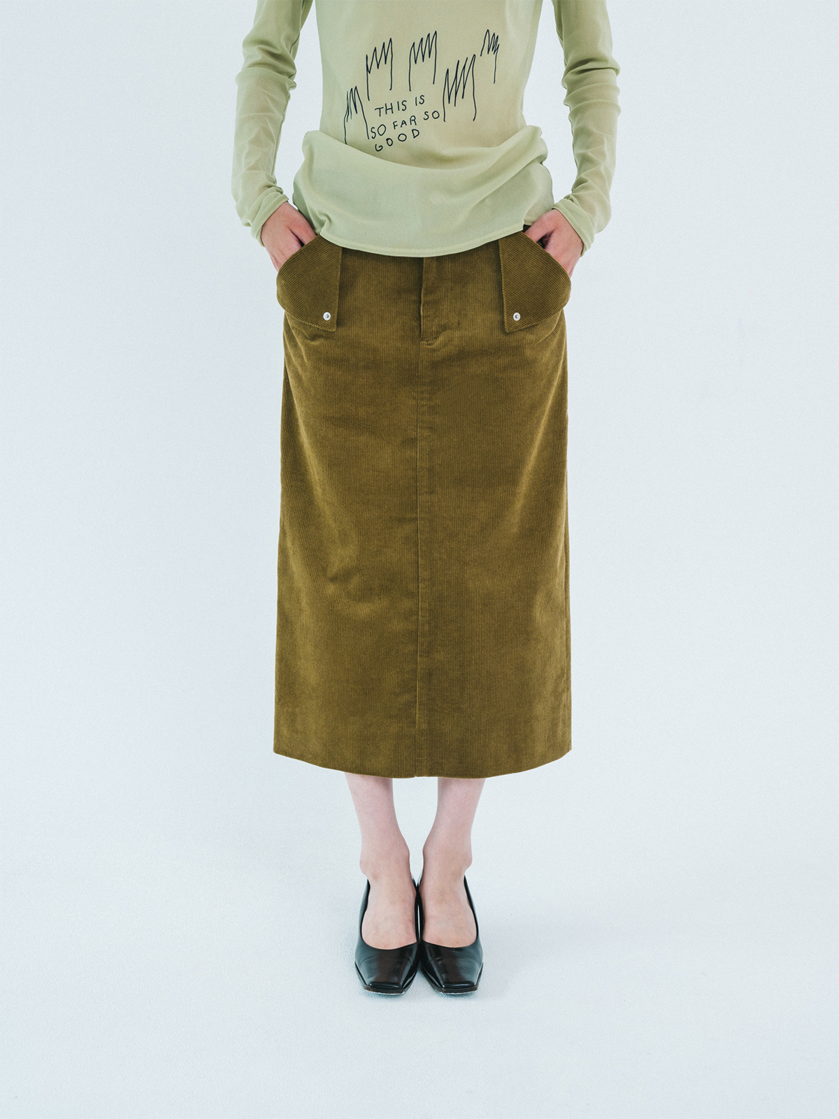 triangle pocket skirt 詳細画像 brown 1