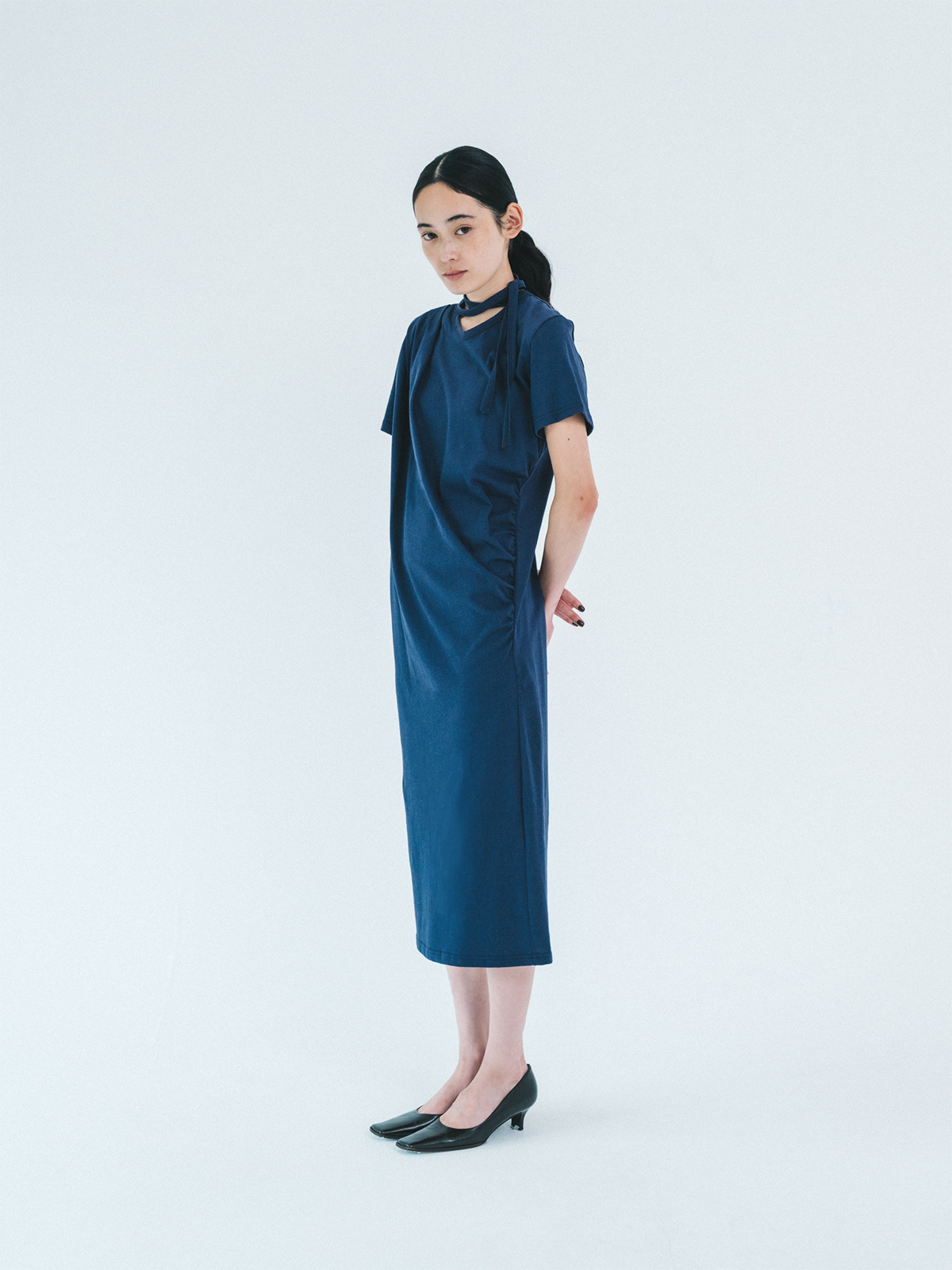 twisted ribbon tie dress 詳細画像 navy 2
