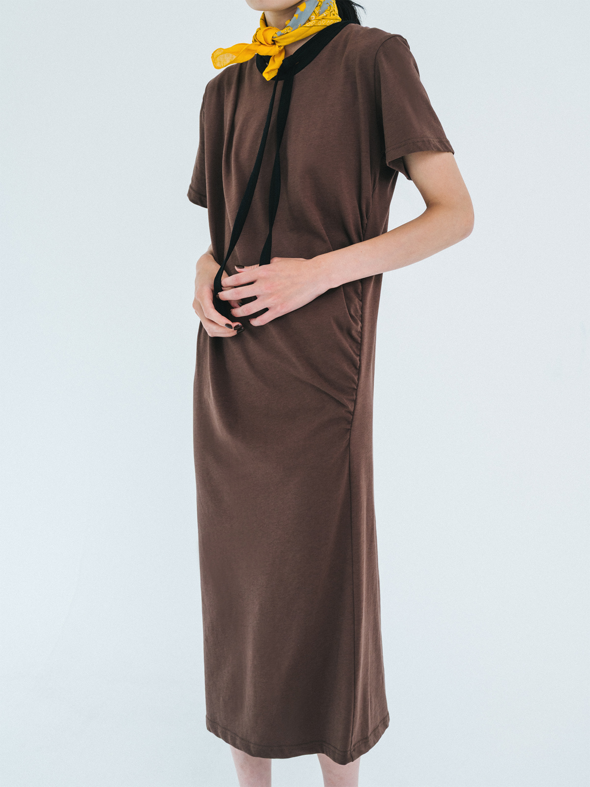 twisted ribbon tie dress 詳細画像 brown 2